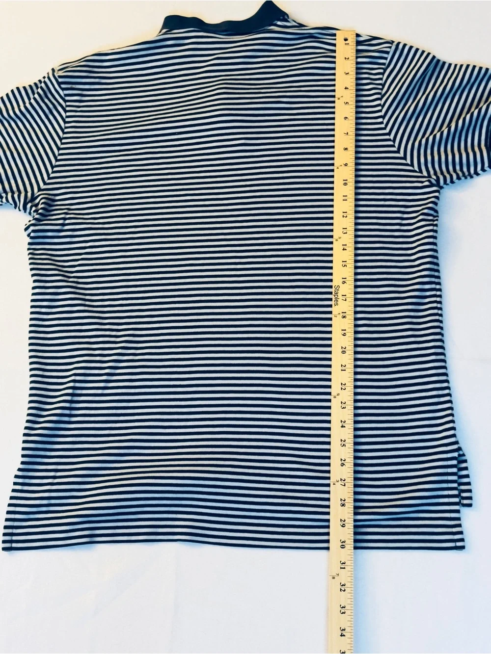 Polo Ralph Lauren Men’s Large Light Blue Navy Striped Polo Shirt Pony Logo